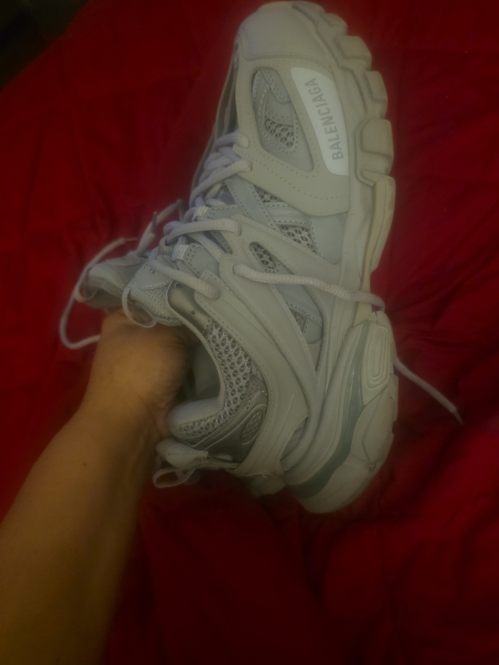 Balenciaga Women’s White/Taupe Runner Sneaker